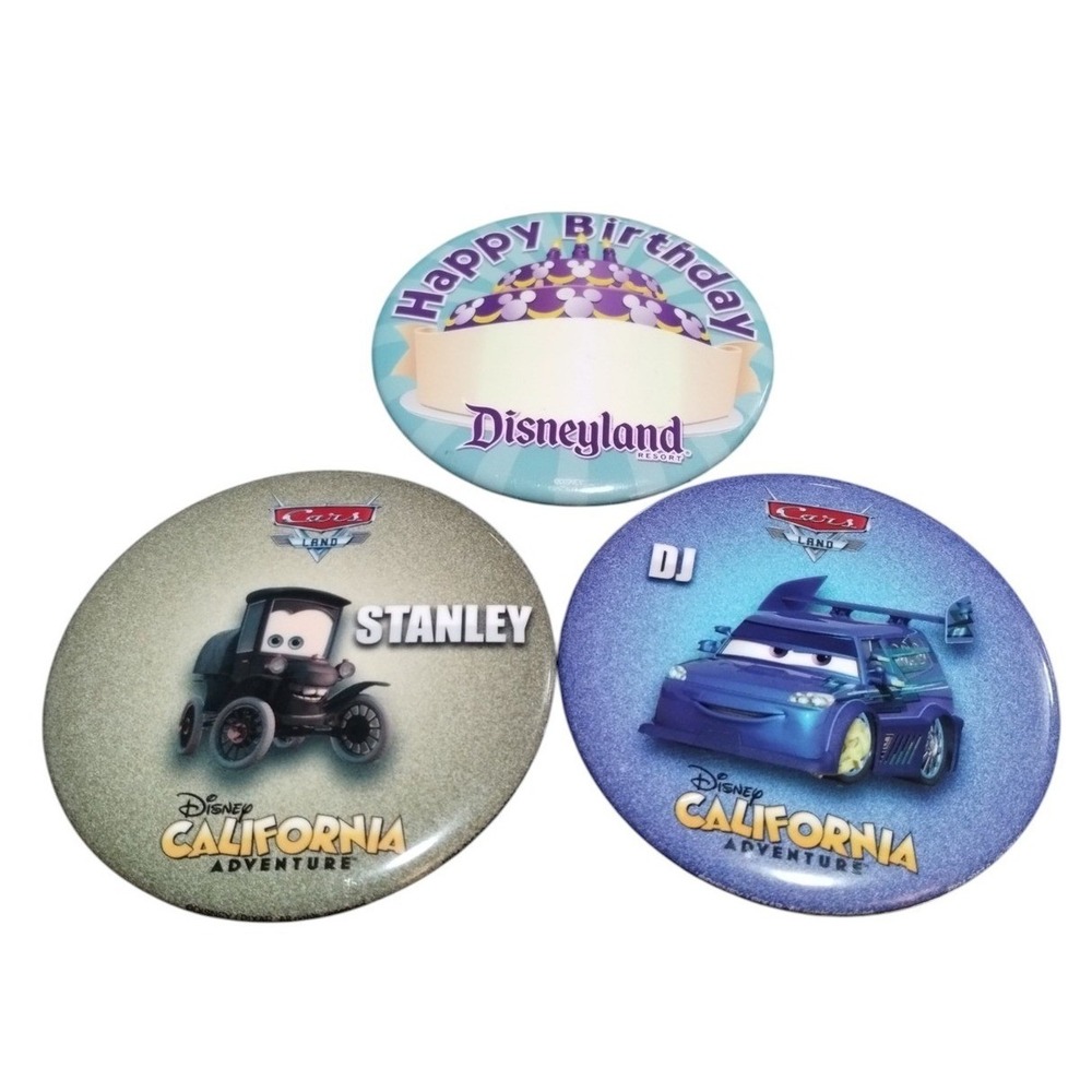 Disney Parks Pins Lot 3 Disneyland Happy Birthday Cars Land DJ Stanley Buttons